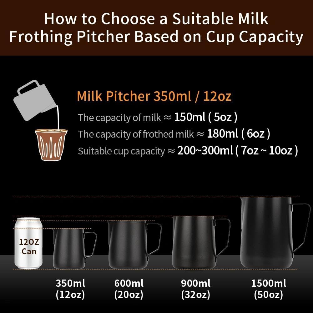 watchget Stainless Steel Milk Frothing Pitcher 12oz/350ml - Espresso Steaming Pitcher for Cappuccino, Latte Art, Coffee Machine Accessories Milk Jug Coffee Frother Cup, Blue