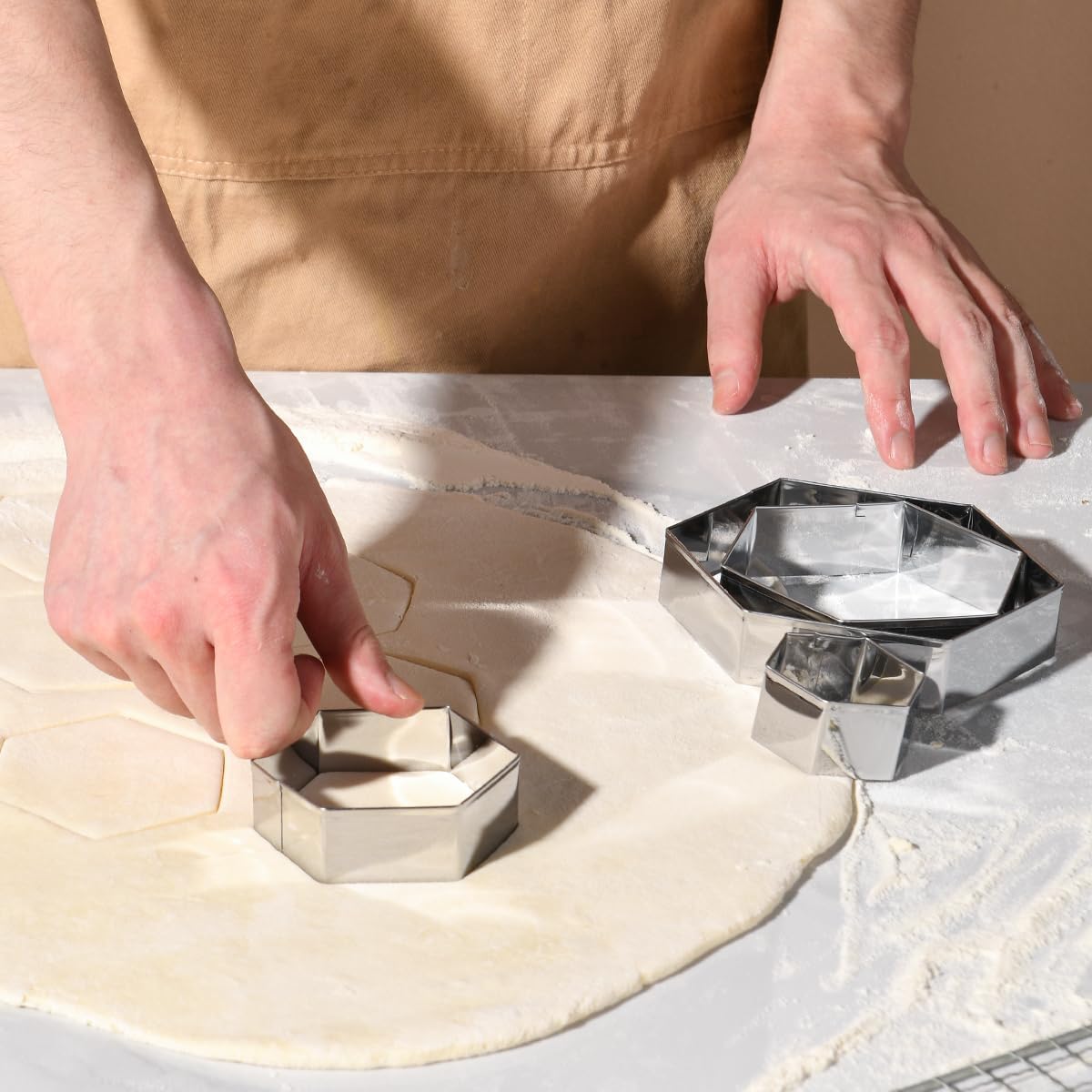 Regular Hexagon Cookie Cutter Set Large Stainless Steel Honeycomb Geometric Frame Plaque Cookie Cutters Shapes Molds 1 Inch Depth