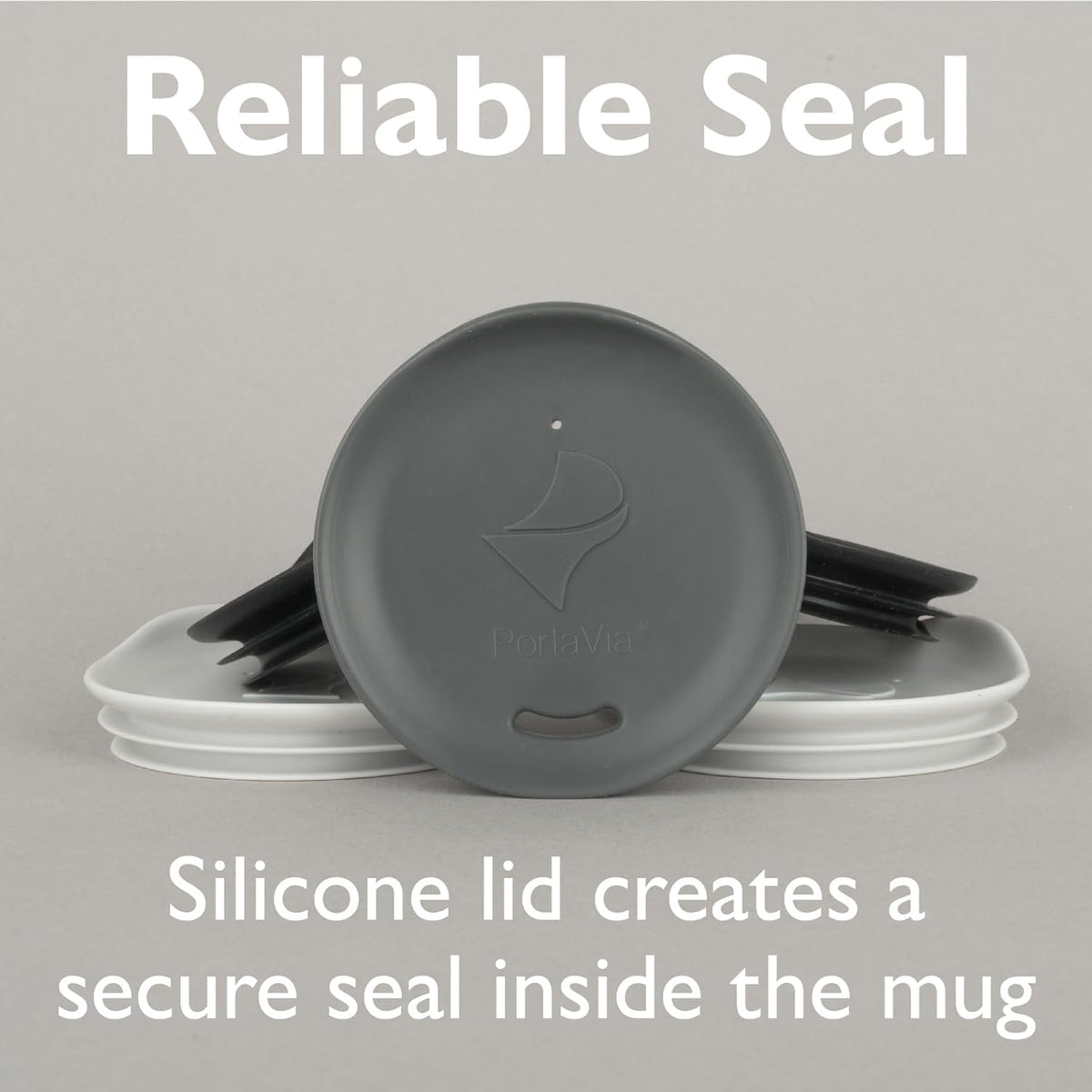 Reusable Coffee Cup Silicone Lid – Fits Most Tumbler, Water Bottle, & Ceramic Coffee Mug Between 2⅝”-2⅞" – Dishwasher-Safe Travel Mug Lid keeps your beverage in your mug (Small - Grey)