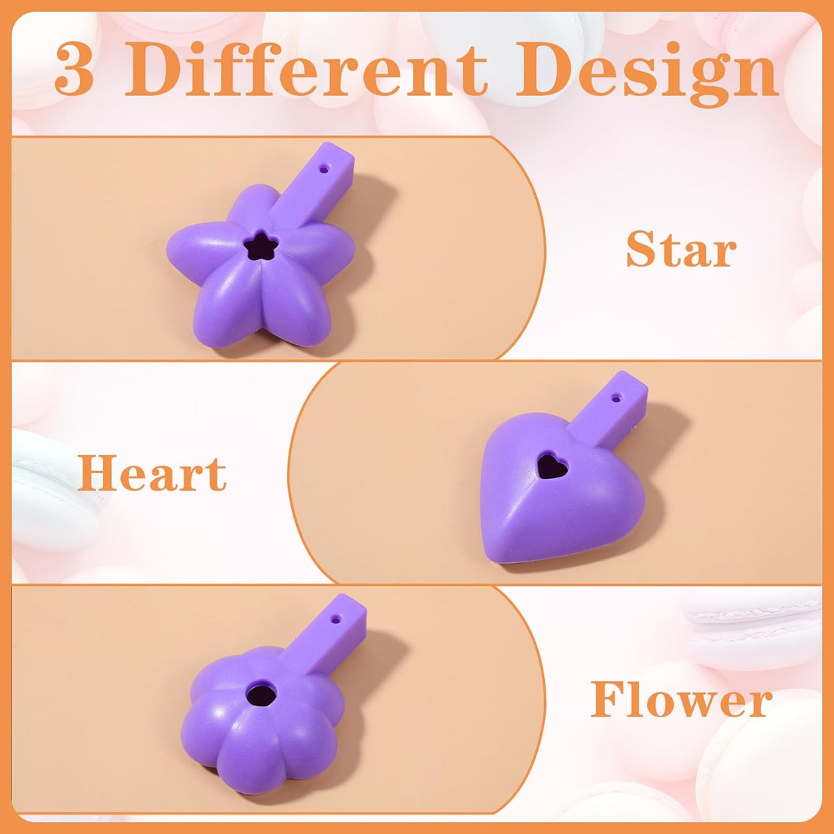 3 Set Cake Pop Molds with Detachable Anti slip Handle, Heart Flower Star Silicone Molds Kit Set, Cake Pop Mold for Lollipop Candies Chocolates