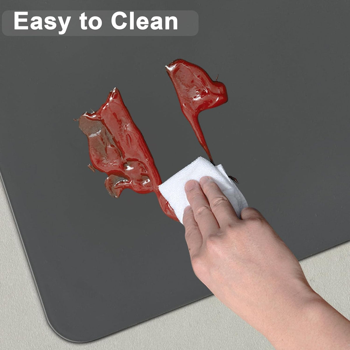 23.6"x15.7"(60cmx40cm) Silicone Mats for Kitchen Counter, Non-Slip Heat Resistant Countertop Protector, Waterproof Silicone Craft Mat for Kitchen Island, Black