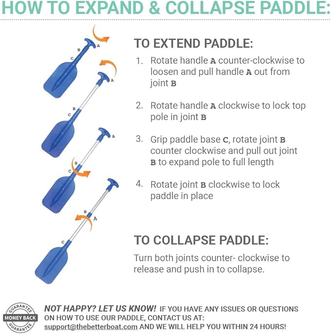 Boat Paddle Telescoping Plastic Collapsible Oar, Kayak, Jet Ski, Rafting, Mini Canoe Paddles, Tubing Floats, Rowing Safety Accessories for Kids and Adults