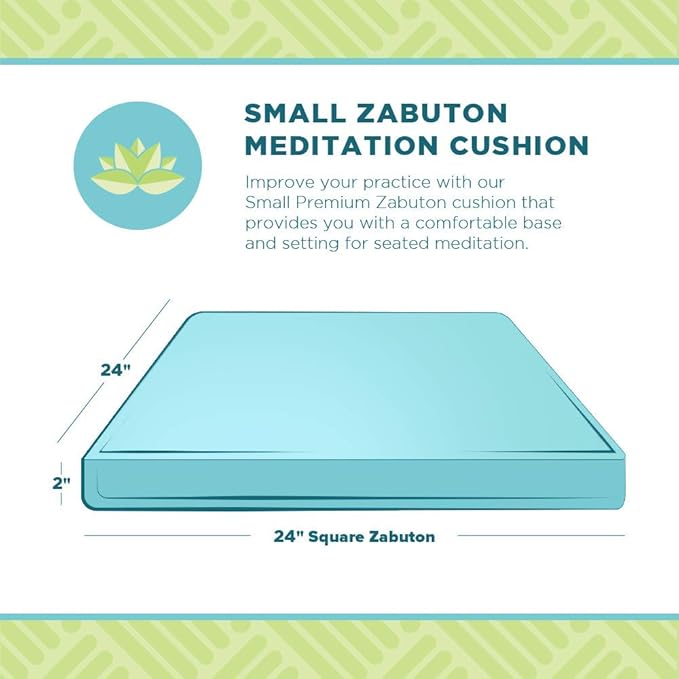 BEAN PRODUCTS MEDITATION CUSHION - Zabuton Meditation Pillows for Sitting on Floor, Yoga Cushion, Cotton Yoga Pillow, Zen Kneeling Prayer Pad- MADE IN USA - Standard 24x24x2, AQUA