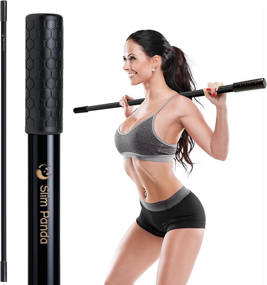 Slim Panda Yoga Stick, 5ft Natural Bamboo Stick with Rubber Ends, Exercise Stretching Stick for Yoga, Stretching, Balance and Correcting Posture, Rehabilitation Physical Therapy Aids