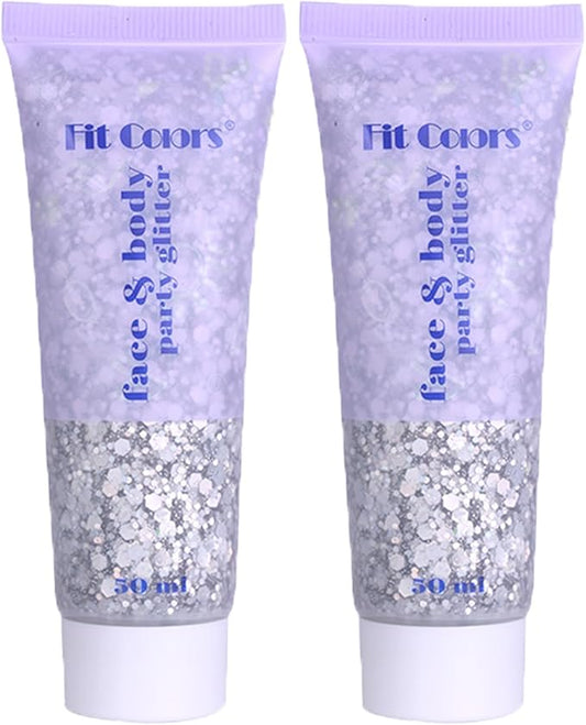 Body Glitter Face Glitter Gel: Singer Concerts Disco Festival Rave Accessories Face Glitter Makeup 150ml Chunky Sequins Mermaid Face Body Hair Glitter Gel (2 Silver)