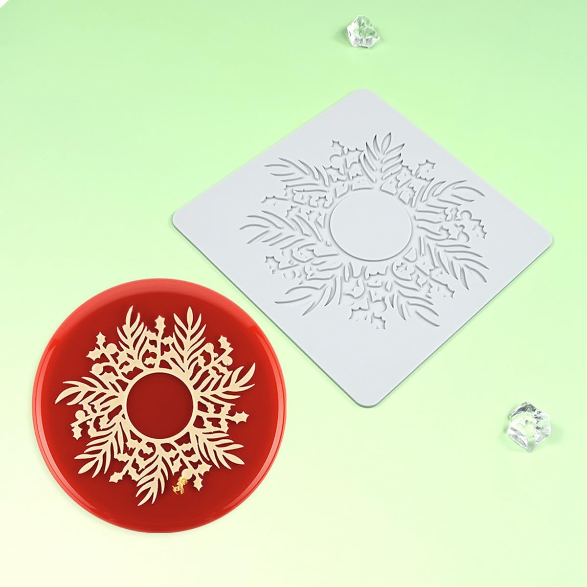 mostsom Silicone Mold 3D Hollow Out Lace Mold Lace Cake Silicone Baking Mold Wreath Design Flower and Leave Lace Mat Fondant Decorating Tool (L_ Flower Wreath)