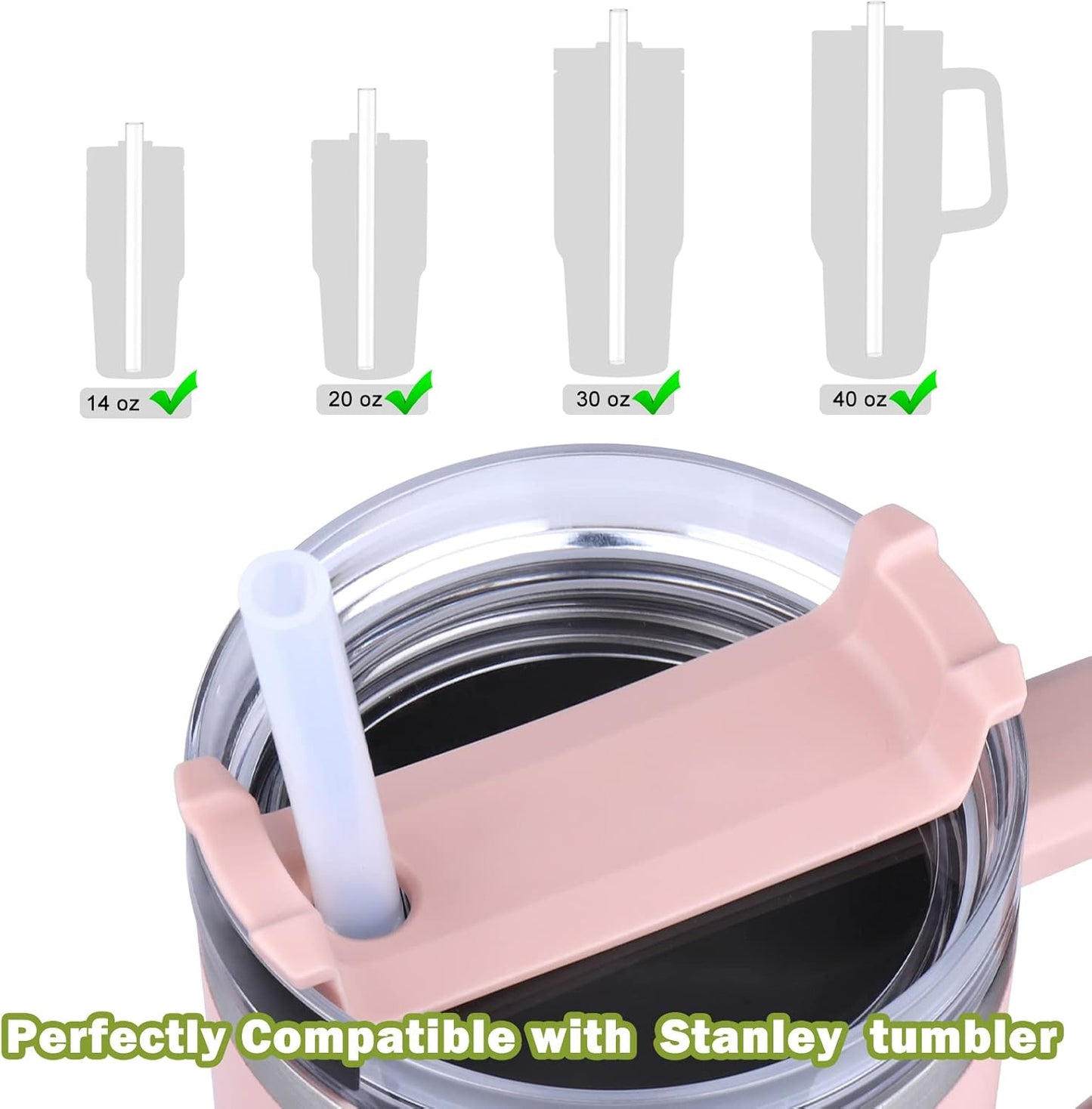 AIERSA 6 Pack Silicone Replacement Straws for Stanley 20 30 40oz Cup,Reusable Straws Compatible 40 oz Stanley Tumbler,Long Straw with Cleaning Brush for Stanley Cup Accessories