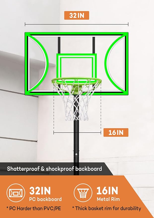 Aimking Basketball Hoop Outdoor 3.3-10FT 5s-Rapid-Adjustable, 40/44 inch Shatterproof Backboard & Enlarged Base, Portable Basketball Hoop & Goal for Kids/Adults/Families in Poolside/Backyard/Indoor