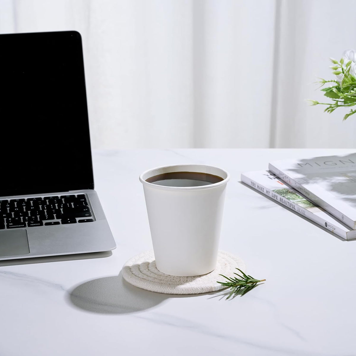 LITOPAK 1000 pack 10 oz Disposable Paper Coffee Cup, Hot Paper Coffee Cups, 10 oz White Paper Cups for Offices, Schools, Shops, Restaurants