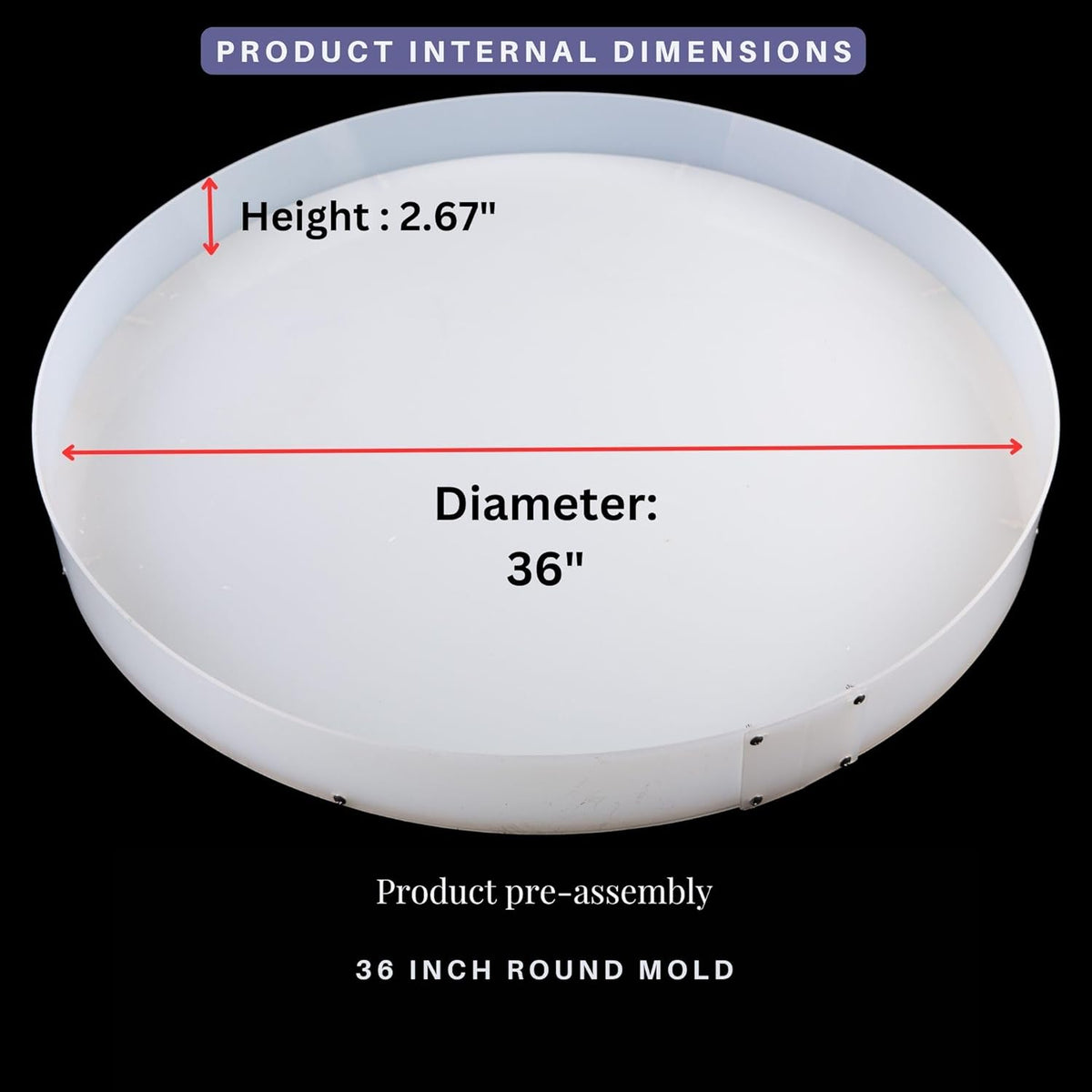 Resin Mold Large Round Deep -Kalinta 36inch Reusable Epoxy Round Molds for Resin Clock, Serving Tray Board, End Table，Floral Preservation Bouquet