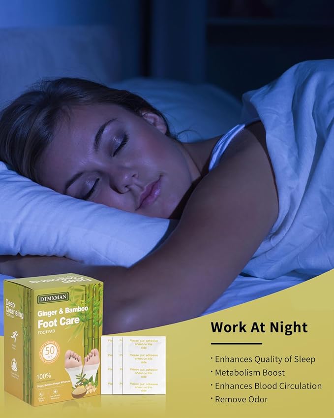 50 Packs Ginger Foot Pads, Natural Cleansing, Promoting Sleeping, Suitable for Daily Relaxation Foot Paches