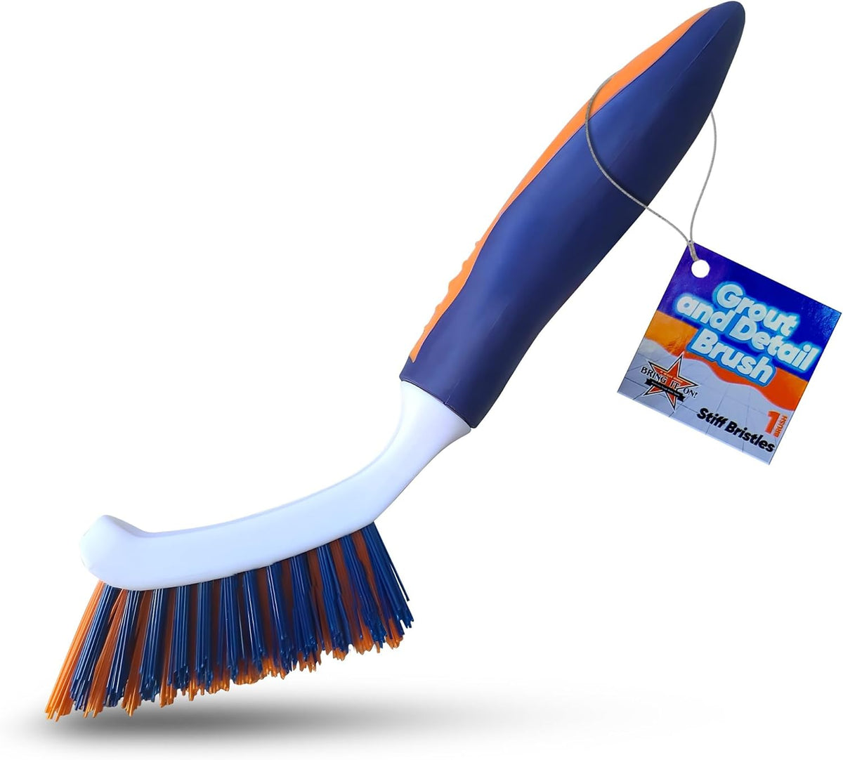 Bring It On Grout Cleaning Brush – Crevice Cleaning Brush with Stiff Nylon Bristles – Heavy-Duty Grout and Tile Cleaner Brush – Scrubbing Brush for Corners, Bathroom, Kitchen, Crevice Gaps
