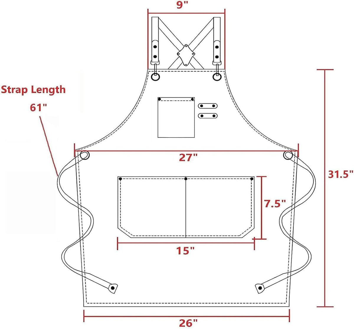 AFUN Chef Aprons for Men Women with Large Pockets, Cotton Canvas Cross Back Heavy Duty Adjustable Work Apron, Size M to XXL (Black)