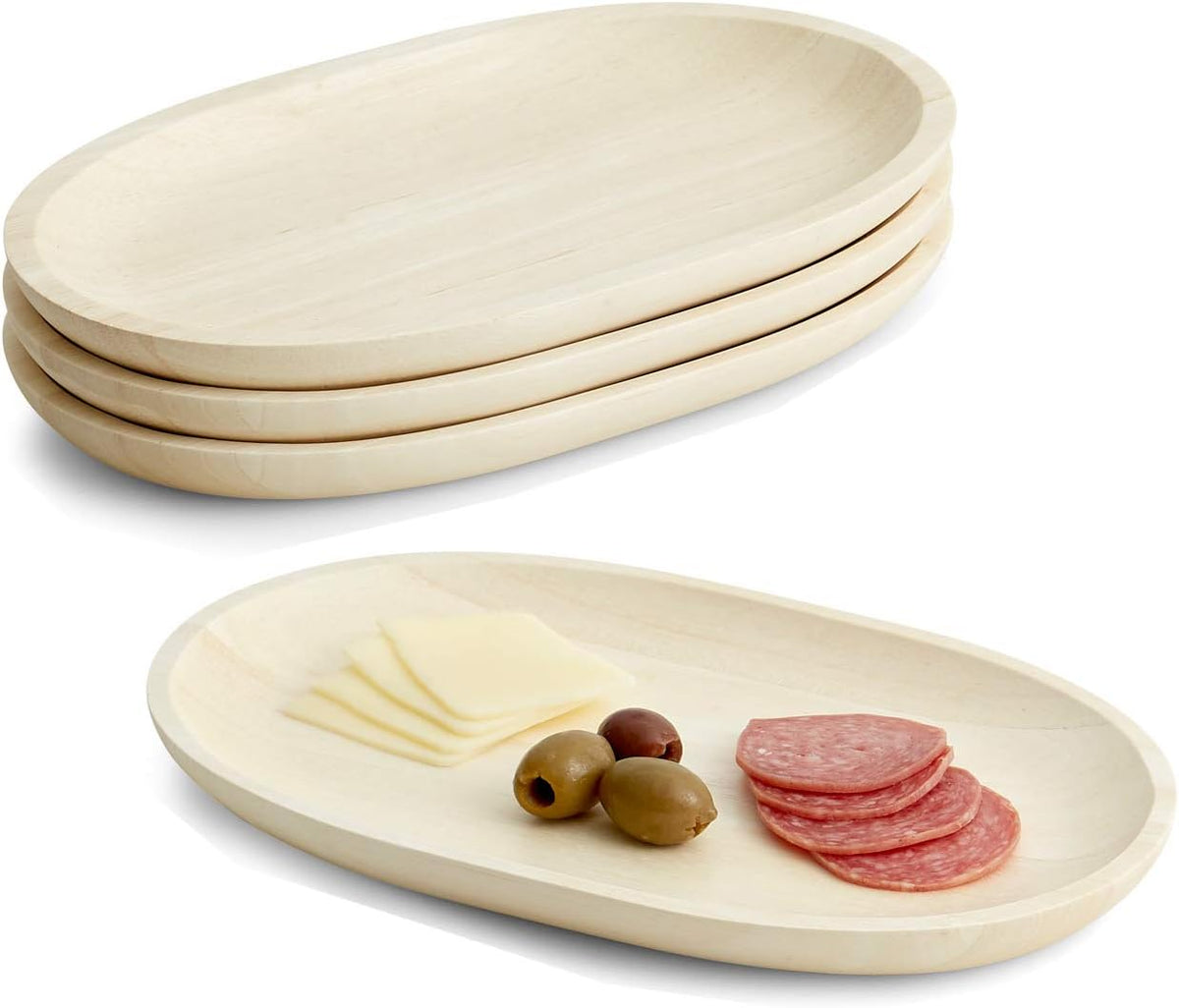 Woodard & Charles Set of 4 Personal Serving Trays – Perfect for Charcuterie, Breakfast Baked Goods, Sushi, Crudites