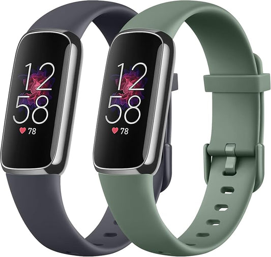 2-Pack Bands for Fitbit Luxe Bands for Women Men, Soft Silicone Wristband Replacement Strap for Fitbit Luxe Special Edition Fitness Tracker