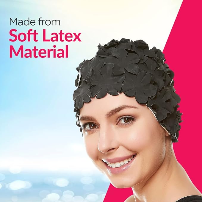 BEEMO Floral Petal Ladies Bathing Swim Cap Women Retro Swim Hat Long/Short Hair