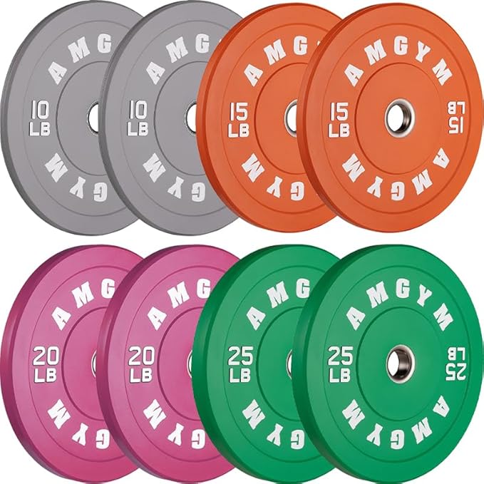 2 Inch Bumper Plates，10-500lbs，Barbell Rubber Olympic Weight Plates Set for Home Gym, Strength Training & Weight Lifting, Multiple Options Colors
