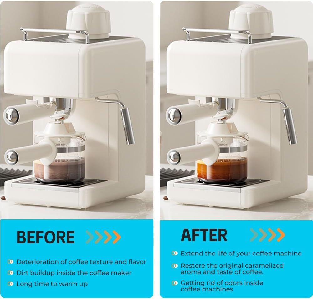Y-Kelin Coffee Maker Cleaner And Descaler Tablets - 12Count Descaling & Cleaning Solution for Coffee Makers, Pot, Espresso Machines Removes Stains & Oils
