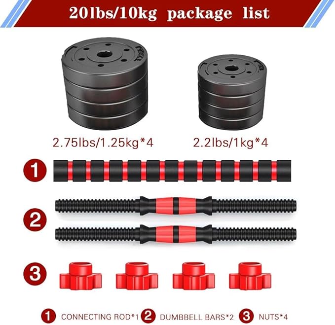 Adjustable-Dumbbells-Sets,Free Weights-Dumbbells Set of 2 Convertible To Barbell A Pair of Lightweight for Home Gym,Women and Men Equipment