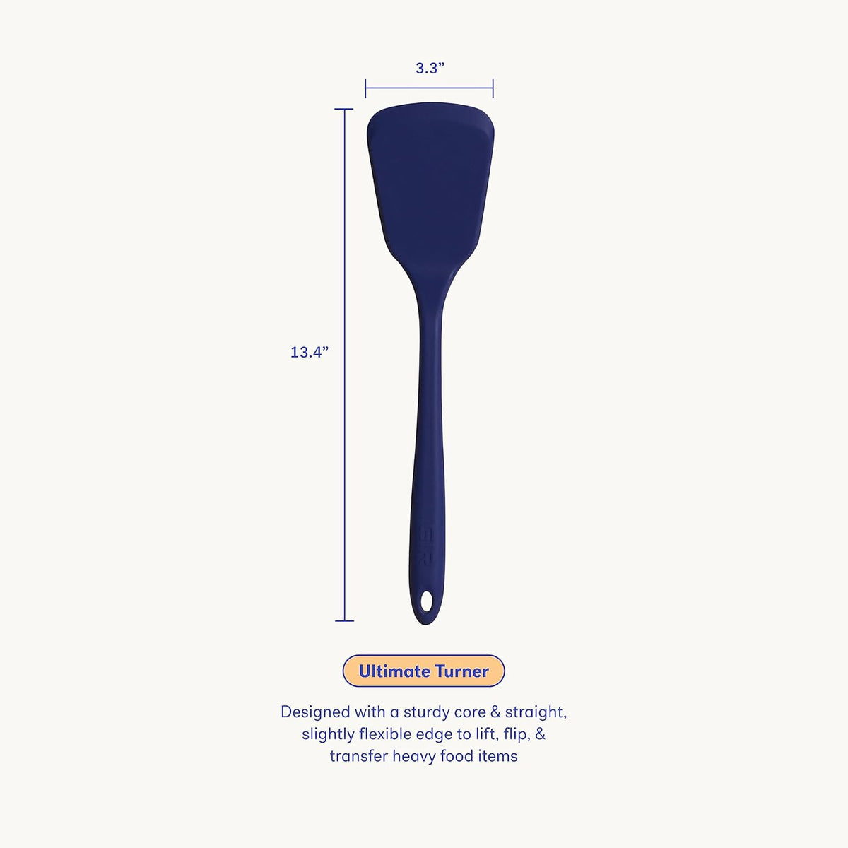 GIR: Get It Right Silicone Turner - Non-Stick Heat Resistant Silicone Spatula Turner for BBQs & Cookouts - Lifts, Flip, and Transfer Food Items - 13 Inch, Navy