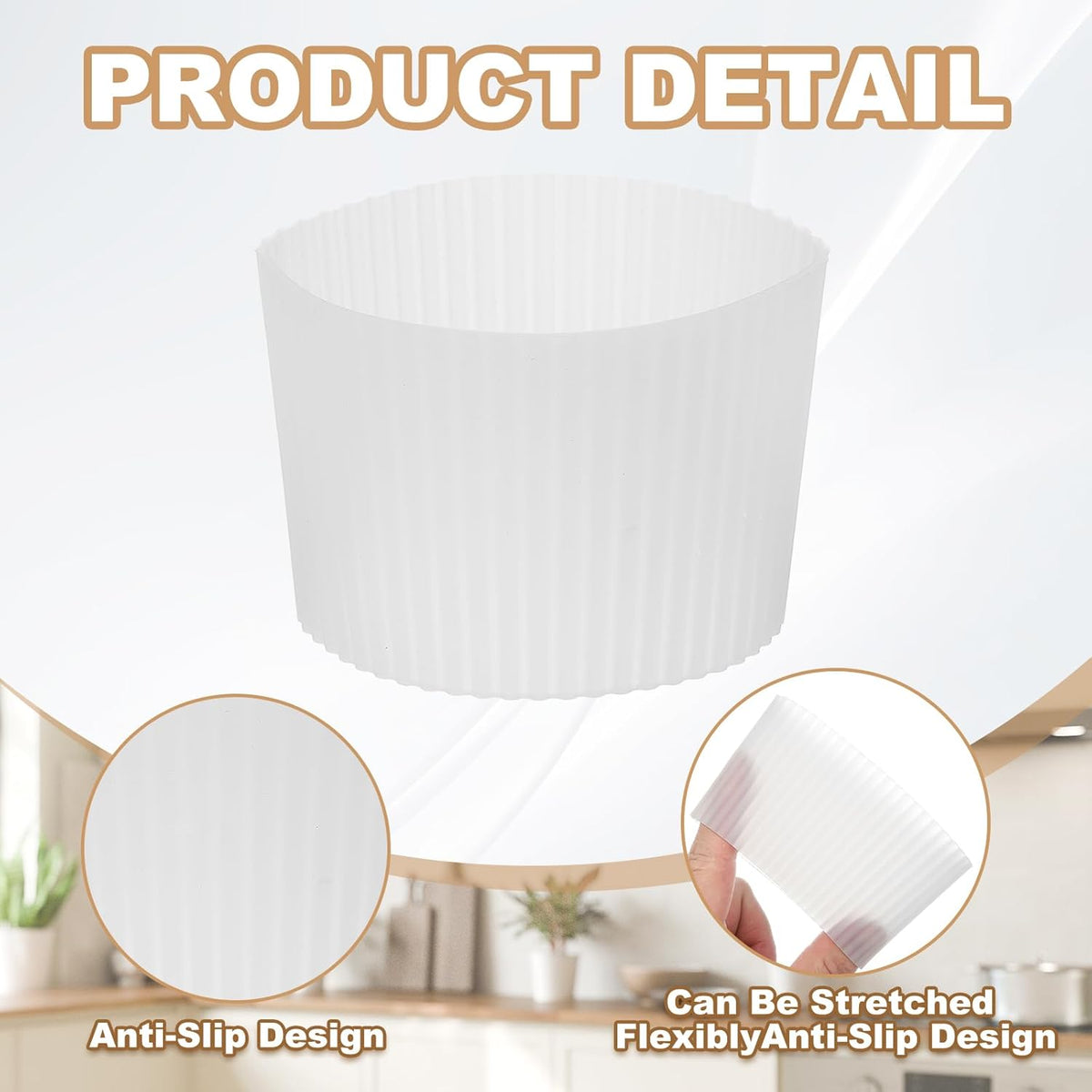 uxcell 6Pack Coffee Cup Sleeves, Reusable Silicone Heat Resistant Cup Protective Sleeve Nonslip Mug Protector Cover for Home Travel Coffee Mug Glasses Water Bottle Boots, Clear