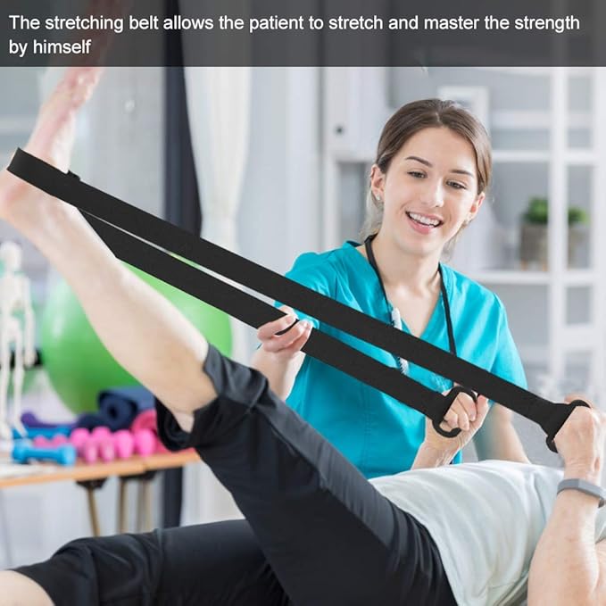 ZJchao Stretching Strap Yoga Strap, Foot Drop Fascitis Plantar Ankle Training Belt, Exercise Strap, Black, OK Cloth