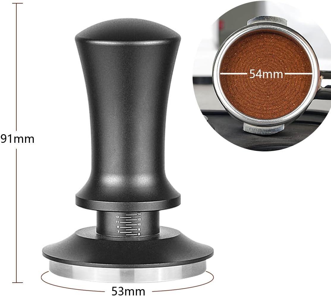 53mm Calibrated Spring-Loaded Espresso Tamper – Premium 30lb Palm Tamper with Flat Stainless Steel Base – Barista-Grade Portafilter Tool for 53mm Espresso Machines