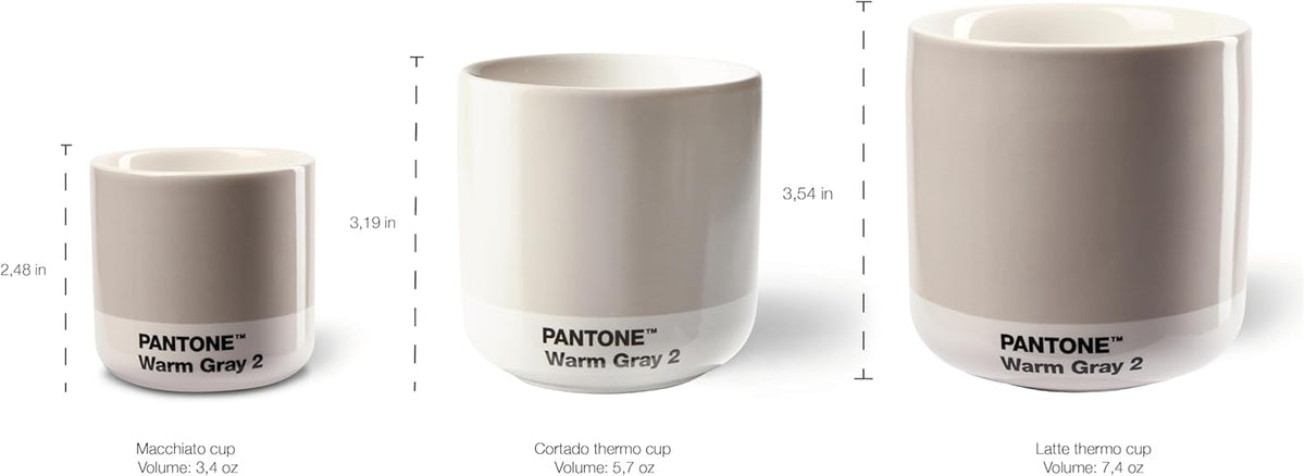 Copenhagen Design Pantone Latte Cup - Double Wall Thermo - Cappuccino Handleless Mug - 7.44oz/220ml, Brown 2322