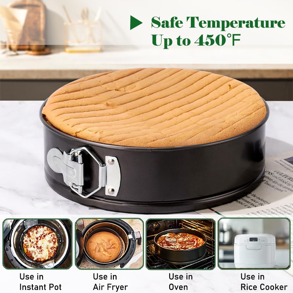 Tellshun 10 Inch Springform Pan Tin With 50Pcs Parchment Paper Nonstick Baking Mold Round Leakproof Removable Bottom Bakeware for Cake Cheesecakes Pie Pizza and Quiches