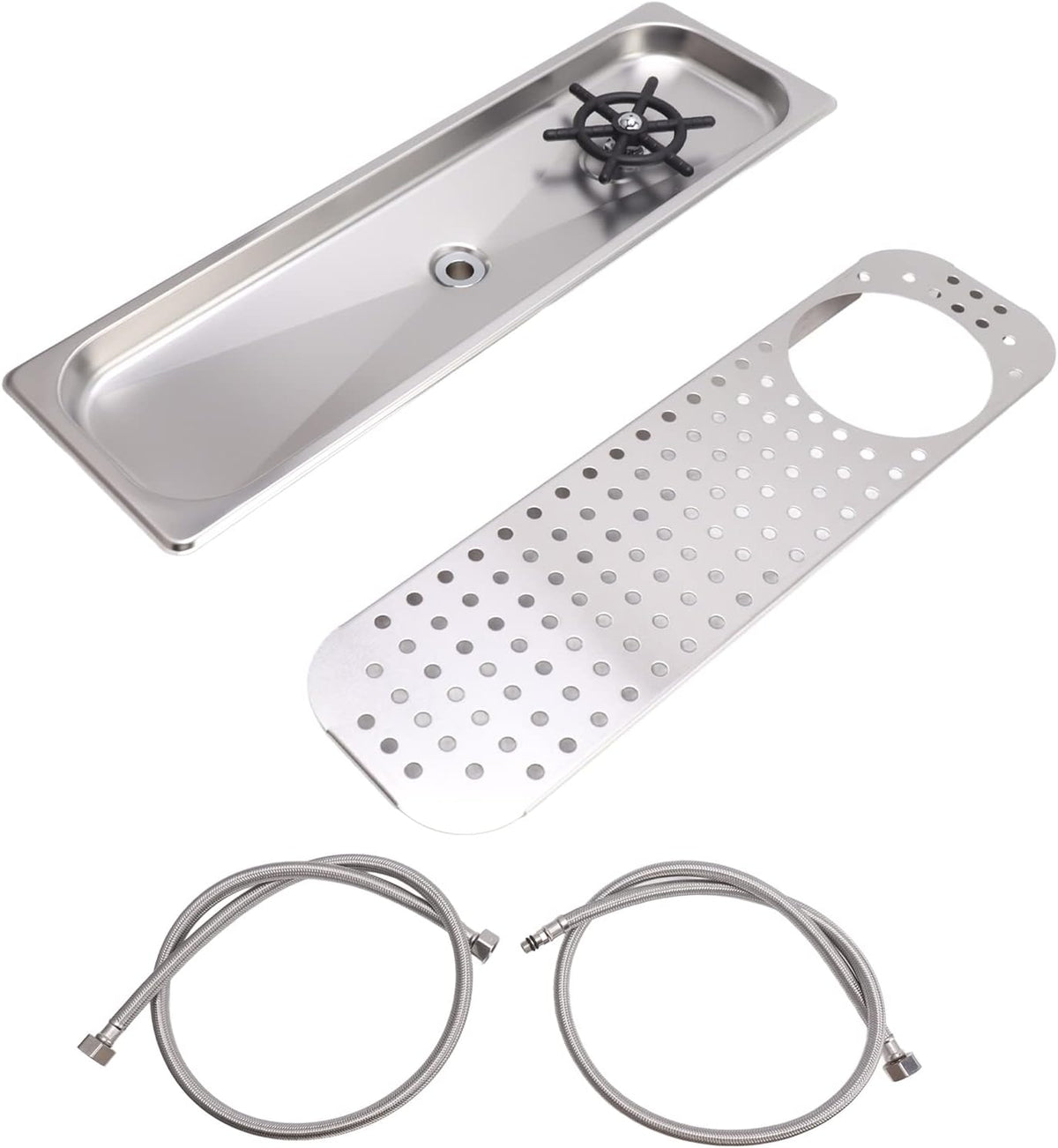 Pitcher Rinser Cup Washer 304 Stainless Steel Modern And Simple Coffee Shop Drain Drip Tray Hose Pitcher Rinser (Stainless Steel Color B)