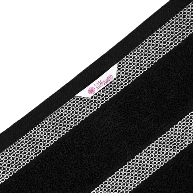 CASA COPENHAGEN, Solitaire 10 Pieces Hand Towel Set- Jet Black, 600 GSM, 16x28 Inches, Designed in Denmark Super Soft Egyptian Cotton Towels for Bathroom & Kitchen