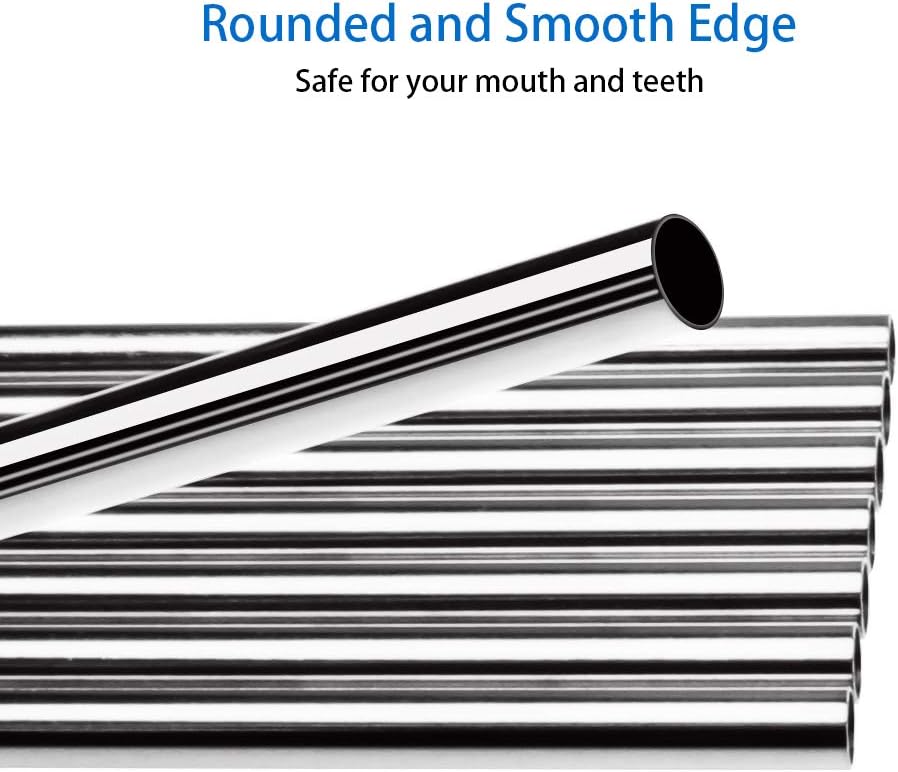 Tomorotec Reusable Straws 30 Pack, Stainless Steel Drinking Straws, Metal Straw Bulks for Smoothies Tumblers Cocktail MilkShake,Set of 15 Straight and 15 Bent with 2 Cleaning Brushes, Silver