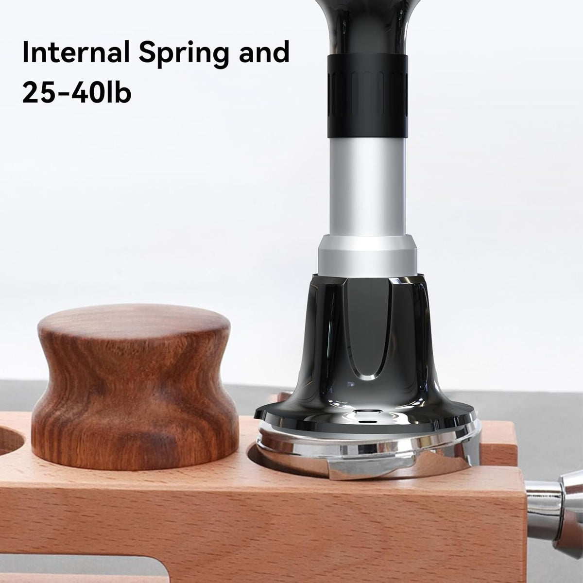 Espresso Tamper, 51mm Tamper 25lb-40lb with Stainless Steel Base, Coffee Tamper with with Sound Feedback, Provides Consistent Tampingwith Comfortable Grip
