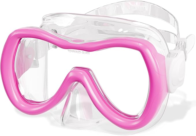 Aegend Kids Swim Mask Goggles, Tempered Glass 180° HD Wide View with Nose Cover