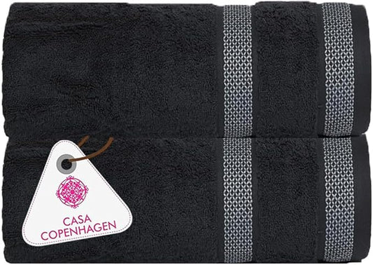 CASA COPENHAGEN Solitaire Towel, 2 Piece Bath Sheet Towel Set- Pine Grey, 600 GSM Designed in Denmark Made of Soft Egyptian Cotton for Bathroom, Kitchen & Shower