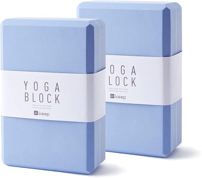 KEEP Yoga Block, High-Density EVA Foam 2 Pack Yoga Block with Non-Slip Textured Surface, Supportive, Lightweight - Ideal for Yoga, Pilates, and Stretching Exercises