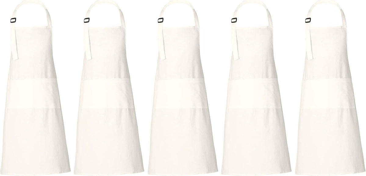 RAJRANG 100% Cotton Cooking Apron with 3 Pockets Kitchen Chef BBQ Adjustable Bib Aprons for Women Men