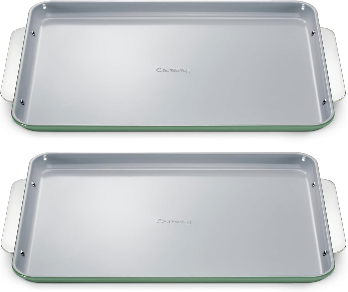 Caraway Non-Stick Ceramic Large Baking Sheet Sheet - Naturally Slick Ceramic Coating - Non-Toxic, PTFE & PFOA Free - Perfect for Baking, Roasting, and More - Large (18" x 13") - Sage