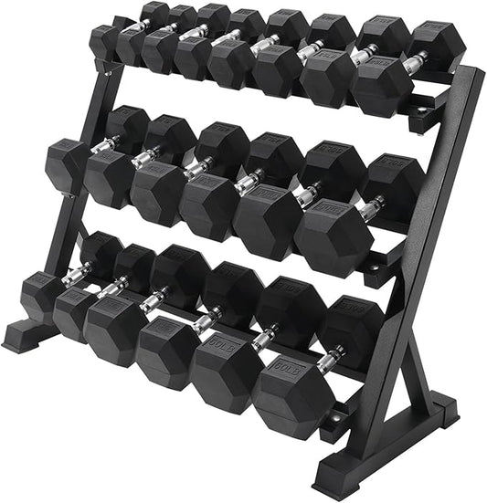 RITFIT 300/350/450/650/180/200/210 LB Rubber Hex Dumbbells Set with Optional Dumbbell Rack, Multi Weight Set to Choose, Ideal for Home Gym and Fitness