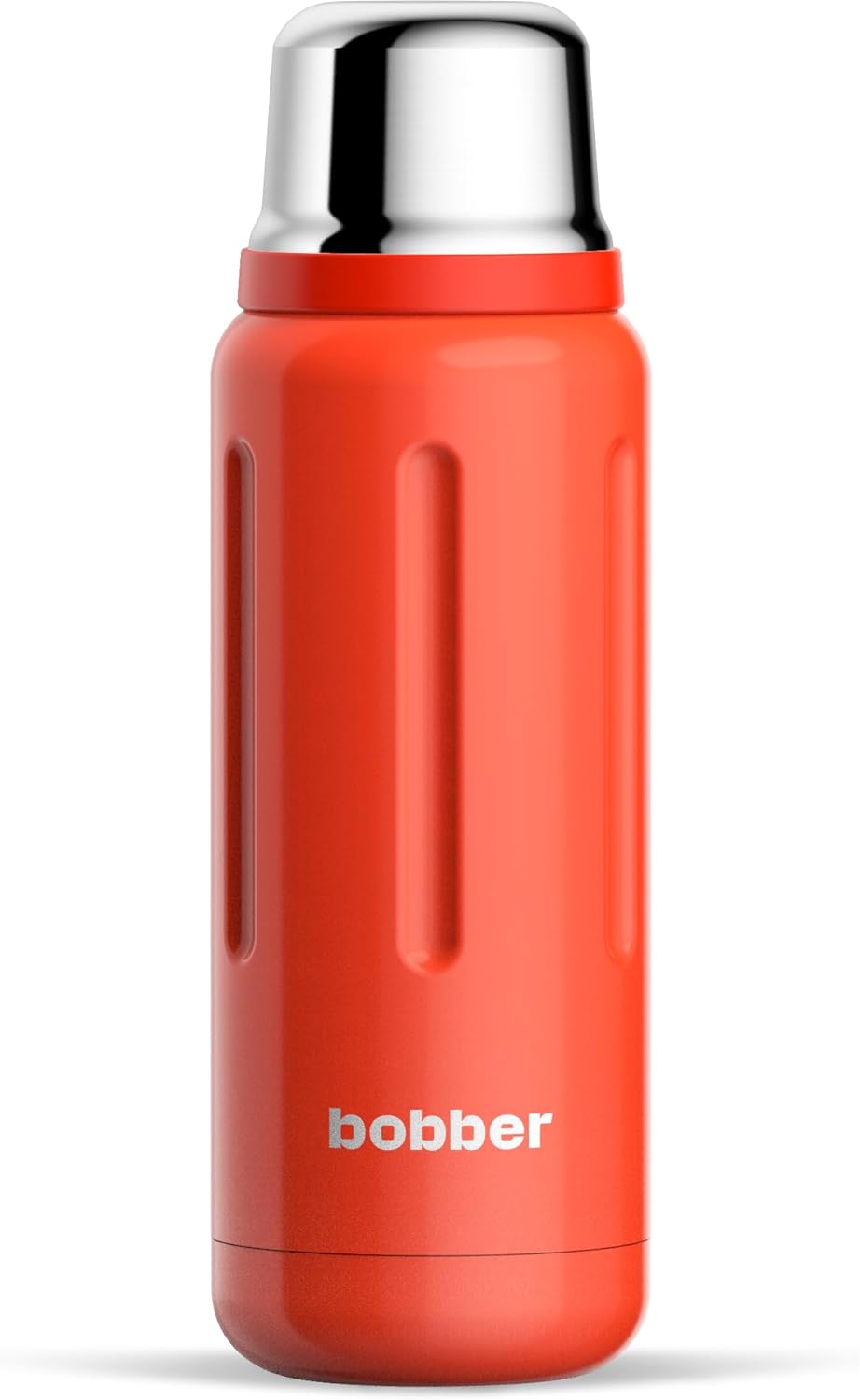 BOBBER 26 oz Stainless Steel Heavy Duty Thermos for Hot and Cold Drinks – Dishwasher Safe Insulated Water Bottle with Cup Lid – Keeps Hot for 36 Hours – Leak-Proof Rugged Thermos with Screw Lid (Red)