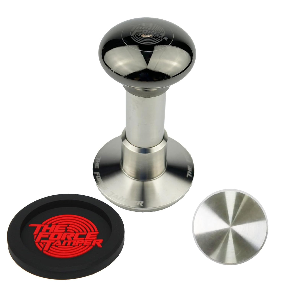 The Force Tamper Automatic Impact Adjustable Constant Pressure and Autoleveling Coffee Tamper Black Mirror Jellyfish AL Handle Set Pro (Standard Set, 58.50mm)