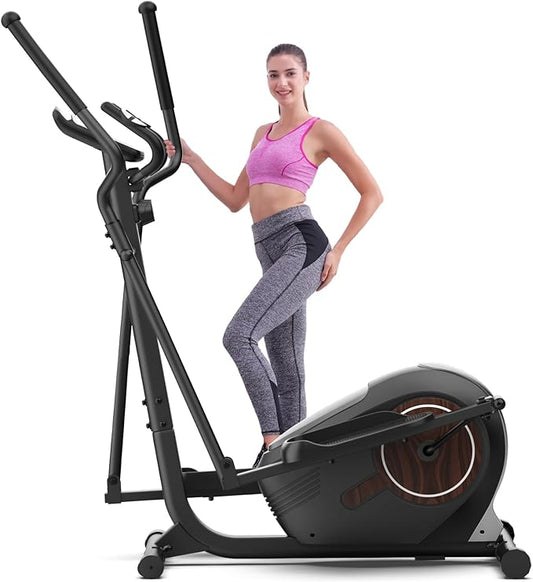 ANCHEER Elliptical Machine, Elliptical Exercise Machine with Quiet Magnetic Drive,14 Resistance Levels, Pulse Rate Monitor, LCD Monitor, 15.5IN Stride, Elliptical Trainer for Home