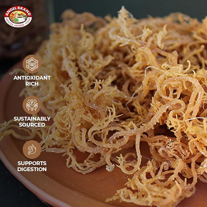 Angel Brand Irish Sea Moss 4 oz Pouch - Nutrient Rich Sea Vegetable Harvested from Pristine Ocean Waters - Enhance Wellness Journey with Irish Sea Moss Raw - Perfect for Smoothies & Soups
