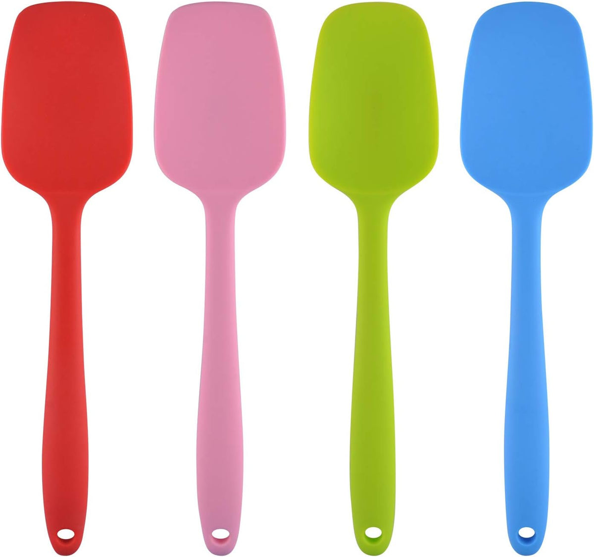 Silicone Spatulas, 10.6 inch Rubber Spoon Spatula Heat Resistant One Piece Design Seamless Non-Stick Spoonulas Flexible Scrapers Baking Mixing Tool (4 Pcs)