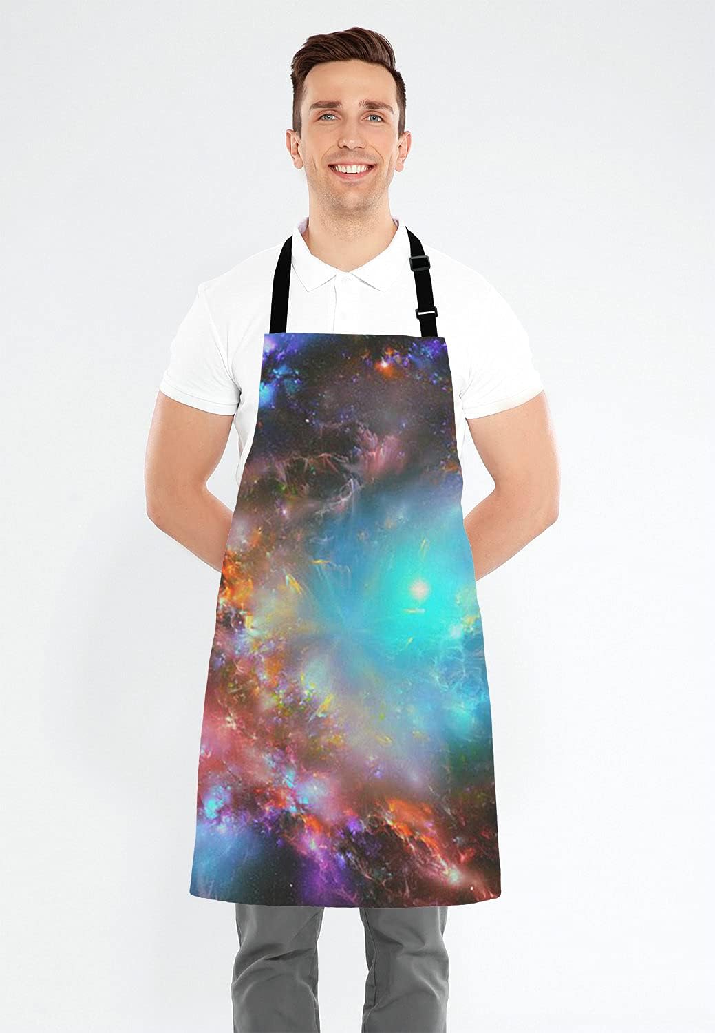 Galaxy Apron for Women and Men, Adjustable Kitchen Chef Apron for Cooking Baking - Cute Birthday, Anniversary, Mother's Day Apron Presents for Mom Wife Girlfriend Aunt Grandma