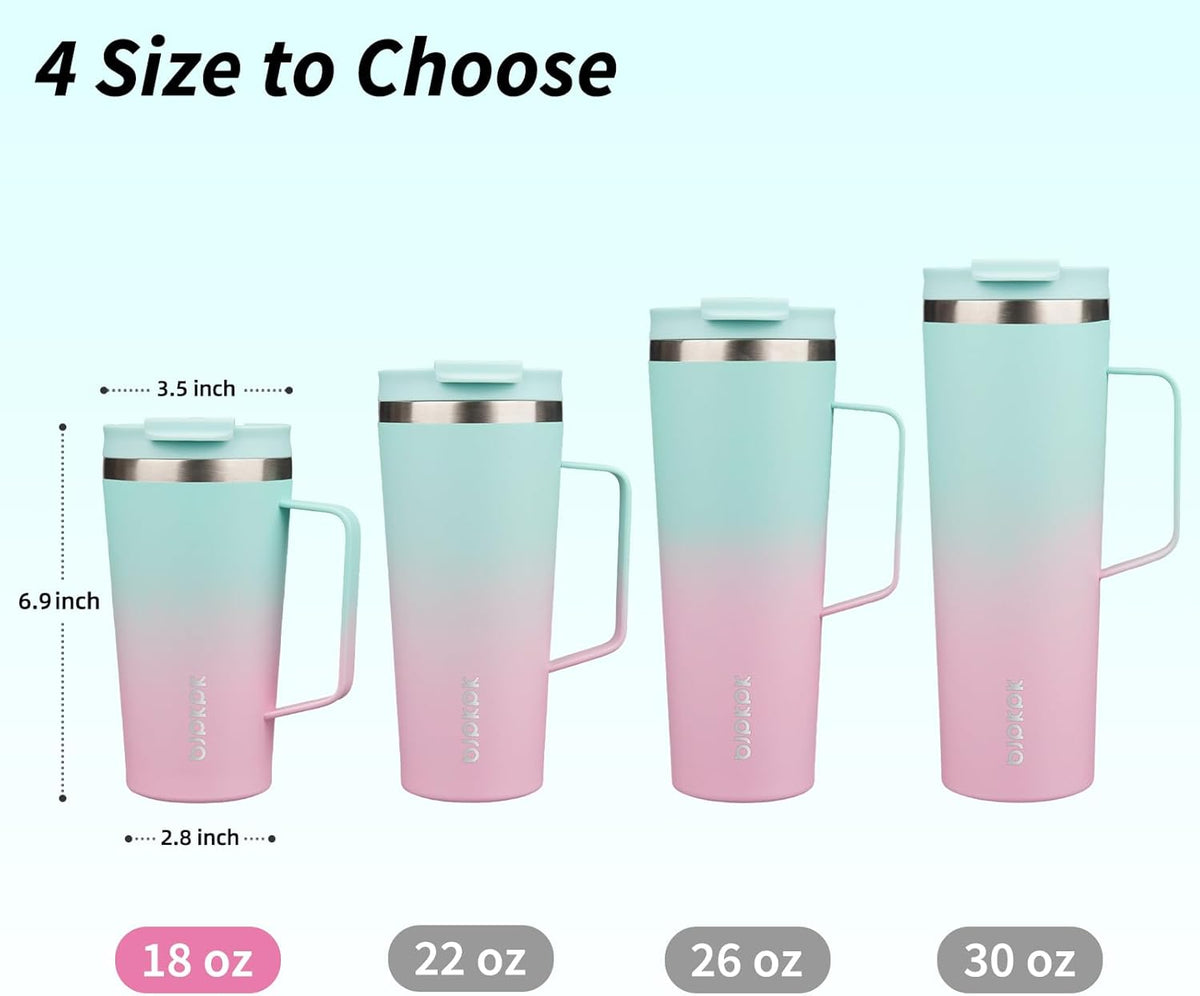 BJPKPK Insulated Tumbler with Handle, 18oz Insulated Tumblers with Lid and Straw, Stainless Steel Metal Water Bottles, Coffee Travel Mugs, Cups, Marshmallow