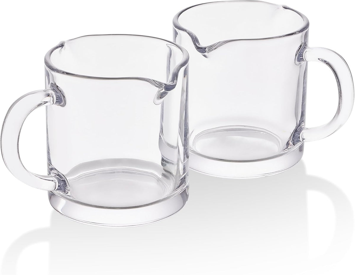 Ackers Clear Espresso Cups Set of 2,4 OZ Double Spouts Cups,Milk Cup with Handle, Espresso Accessories for Machine, Small