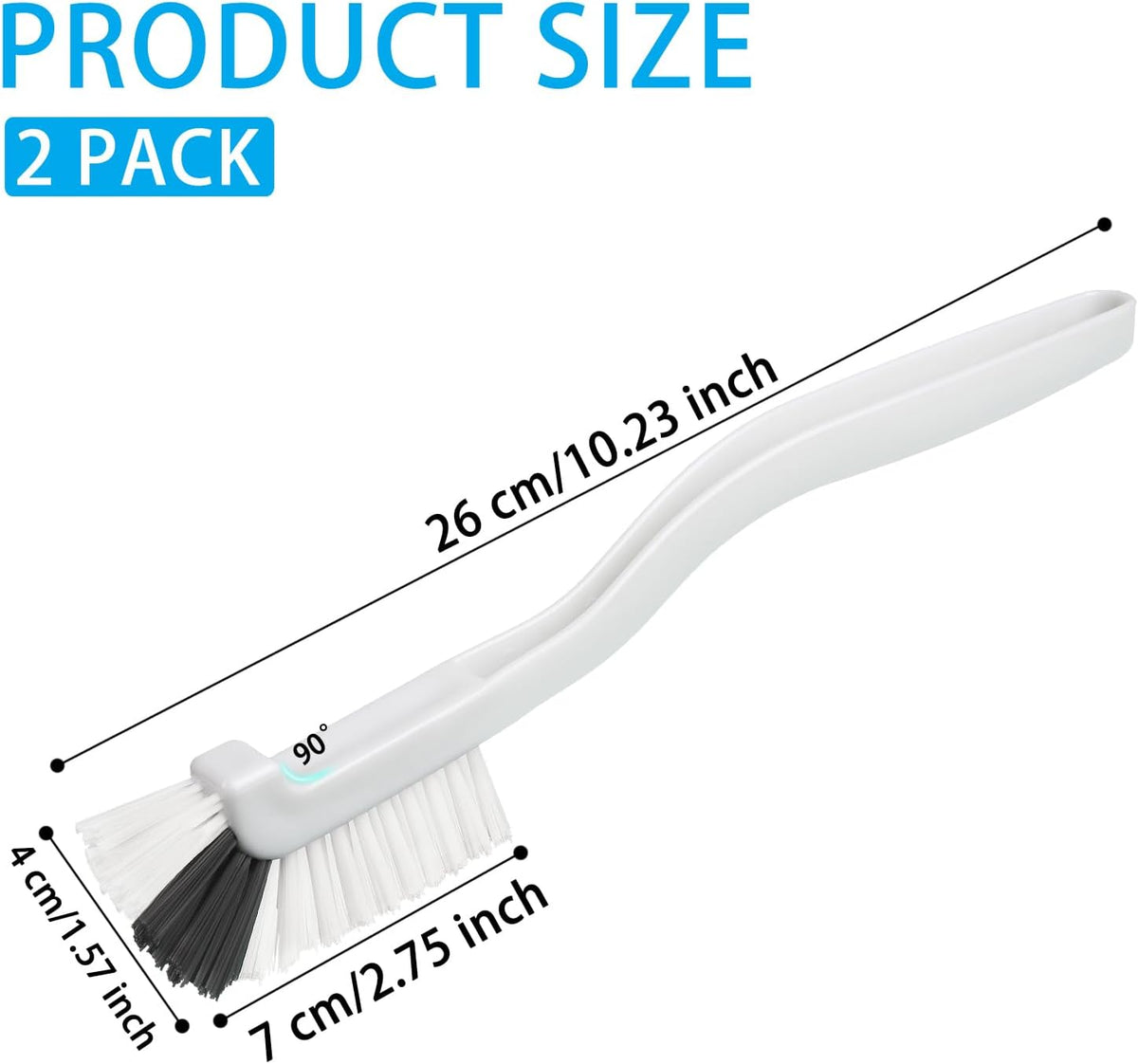 GTOTd Kitchen Right Angle Scrub Grout Small Cleaning Brush（2 Pack）Best Kitchen Gadgets Gifts Stuff for Bottle Bathroom Brushes Household Pot Pan Dishwasher Edge Corners Deep Brush with Stiff Bristles