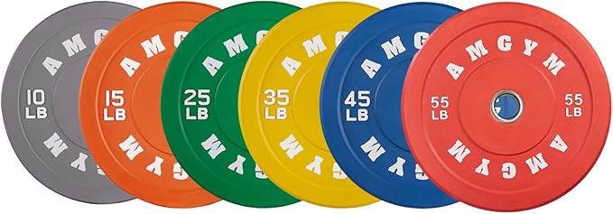 2 Inch Bumper Plates，10-500lbs，Barbell Rubber Olympic Weight Plates Set for Home Gym, Strength Training & Weight Lifting, Multiple Options Colors