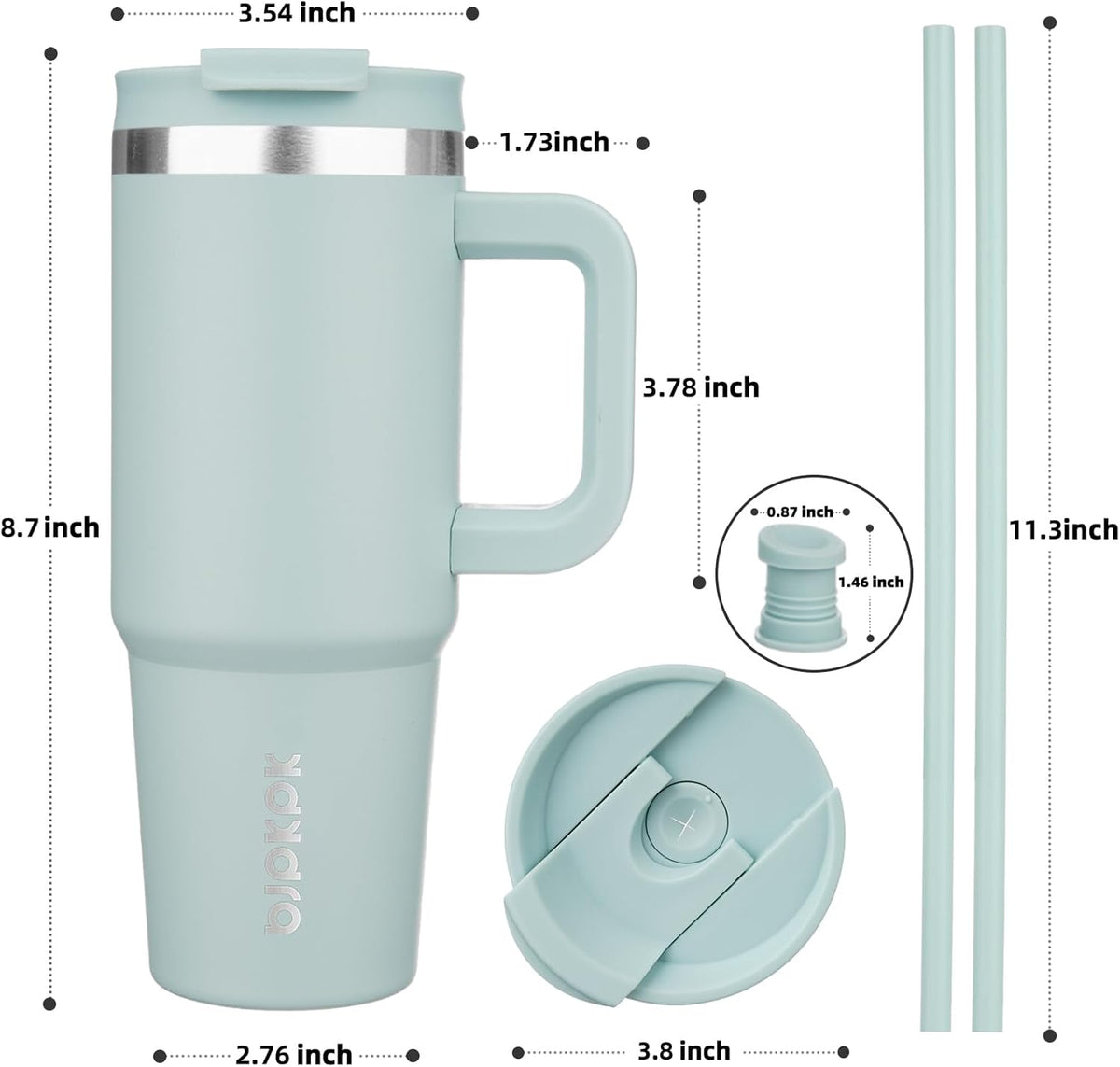 BJPKPK 30 oz Tumbler With Handle Insulated Tumblers With Lid And Straw Stainless Steel Thermal Cup,Blue Haze